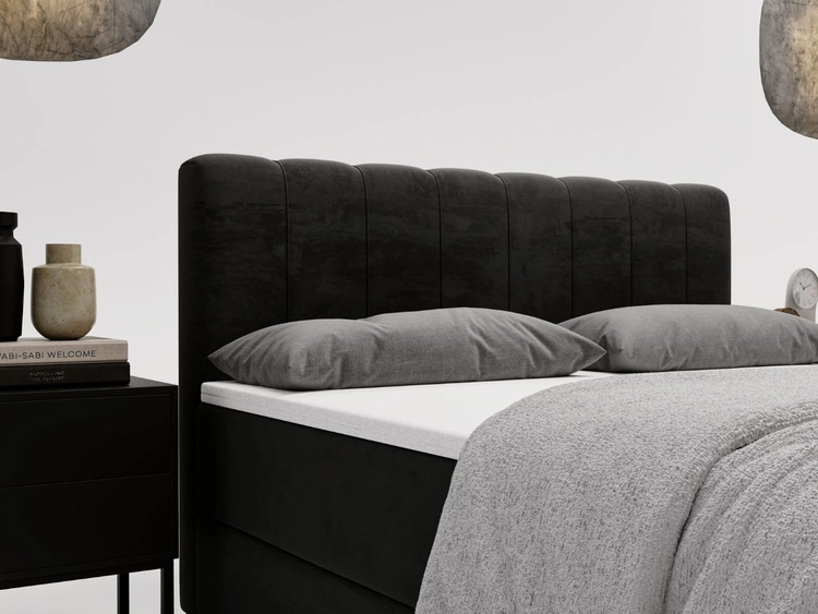 Boxspringbett mit Bettkasten 140x200 Forte Schwarz