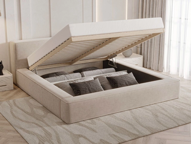 Polsterbett mit Bettkasten und Lattenrost 120x200 Mali Beige