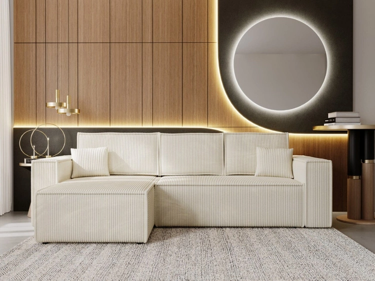 Ecksofa L-Form mit Schlaffunktion und Bettkasten Prato XL Beige