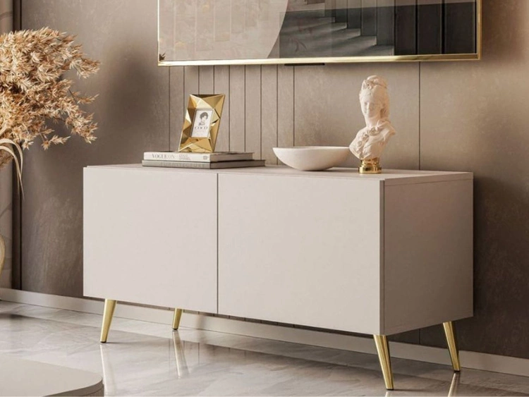 TV-Lowboard mit Türen auf Goldenen Metallbeinen 100 cm Nodoo Kaschmir