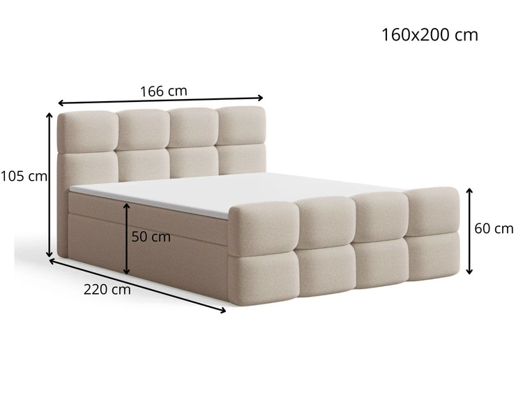 Boxspringbett mit Bettkasten 160x200 Rivon Grau