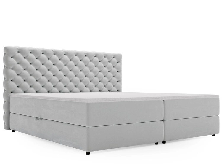 Boxspringbett mit Bettkasten 160x200 Bergamo Hellgrau