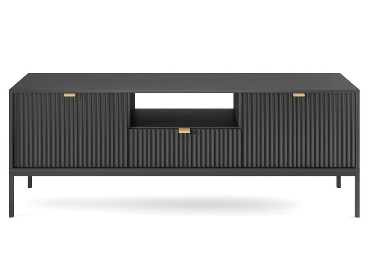 TV-Lowboard mit Schublade und Türen Amber Schwarz