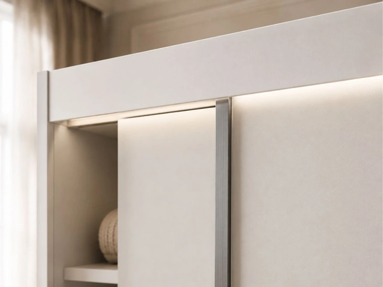 Schiebetürenschrank 250 cm mit LED-Beleuchtung Diano Weiß