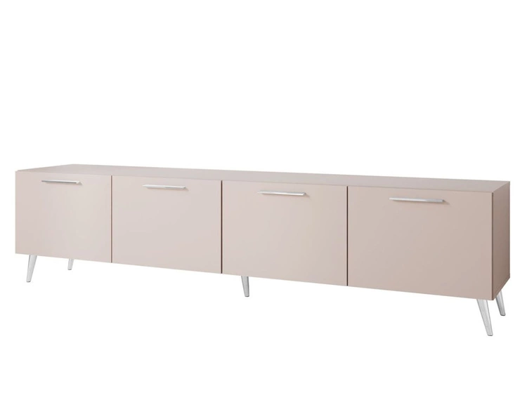 TV-Lowboard mit Türen und LED-Beleuchtung auf Silbernen Metallbeinen 200 cm Noaé Kaschmir