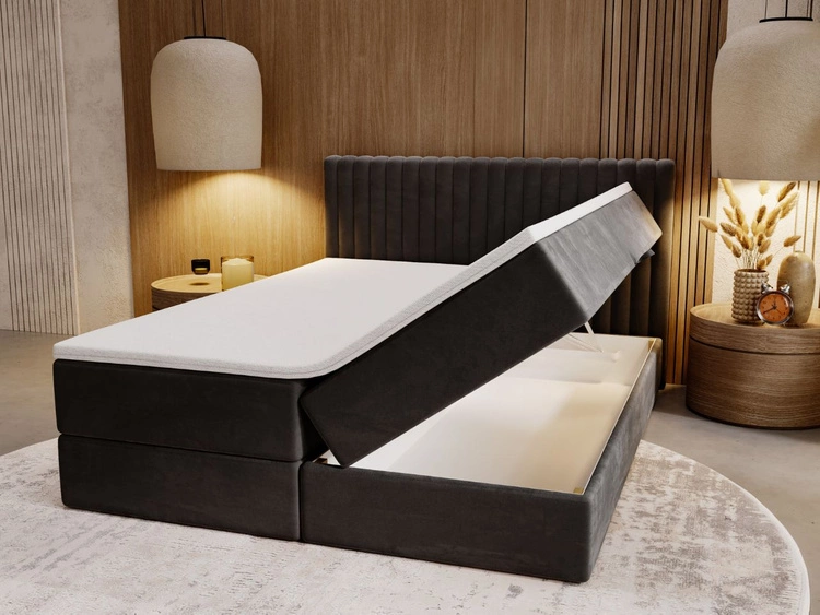 Boxspringbett mit Bettkasten 160x200 Marbella Anthrazit