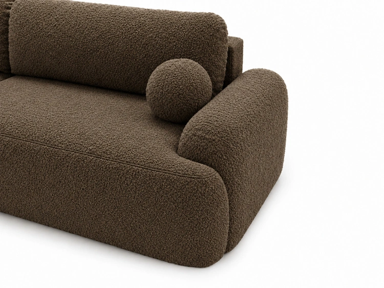 Ecksofa L-Form Links mit Schlaffunktion und Bettkasten Aurio Braun