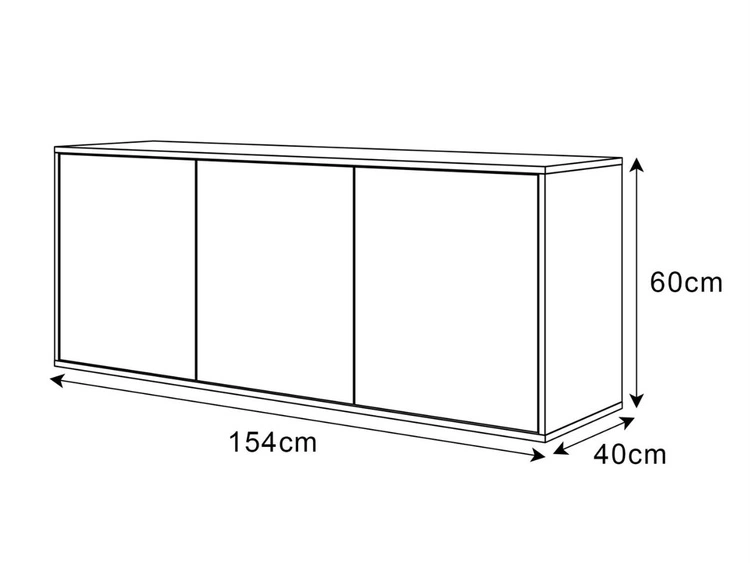 Dreitürige Wandkommode 154 cm im Glamour-Stil – Vivance, Weiß Hochglanz