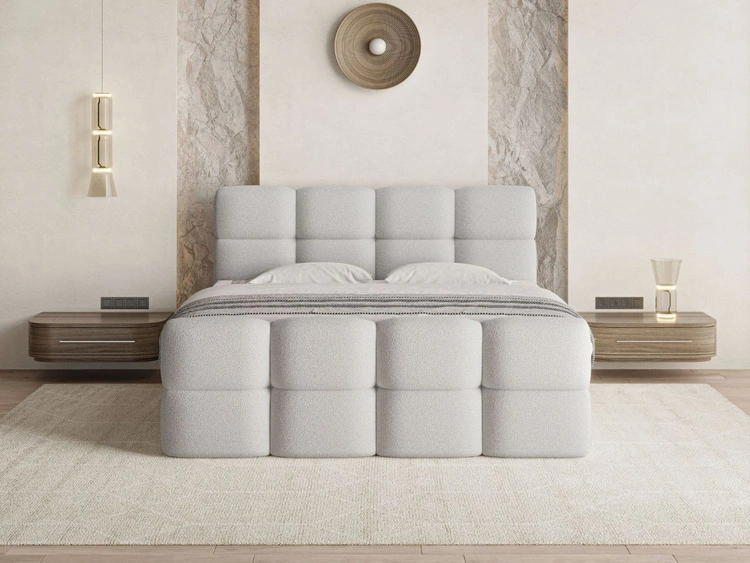 Boxspringbett mit Bettkasten 120x200 Rivon Hellgrau