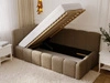 Jugendbett Einzelbett mit Bettkasten und Lattenrost 90x200 Cloud One Braun Bouclé-Stoff 